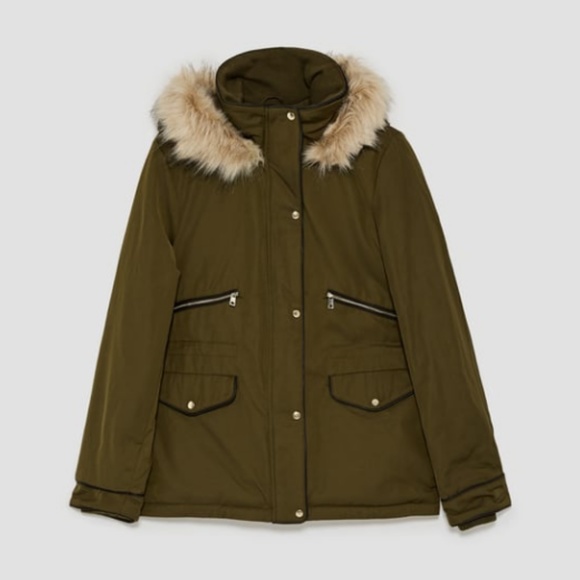 water resistant quilted parka zara